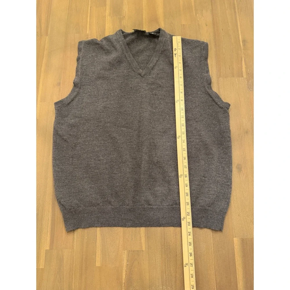 JOS A BANK Mens XL V Neck Merino Wool Sweater Vest Dark Gray Sleeveless Pullover